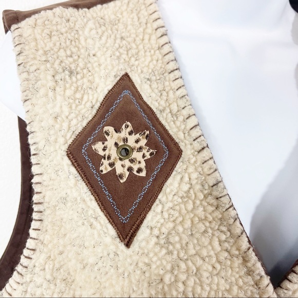 Vintage Southwestern Embroidered Fleece M Cream - Picture 5 of 9